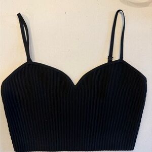 Babaton Black Ribbed Cropped Cami Top